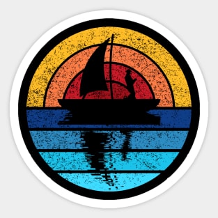 Fishing Outdoors Retro Sunset Design Sticker